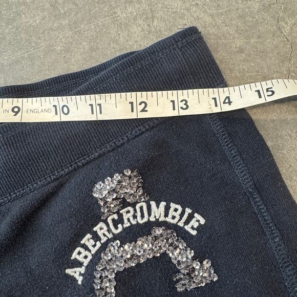 Vintage Y2K Abercrombie Mcbling Sweatpant Capri Jogger Crop Navy Drawstring XS - Picture 7 of 8